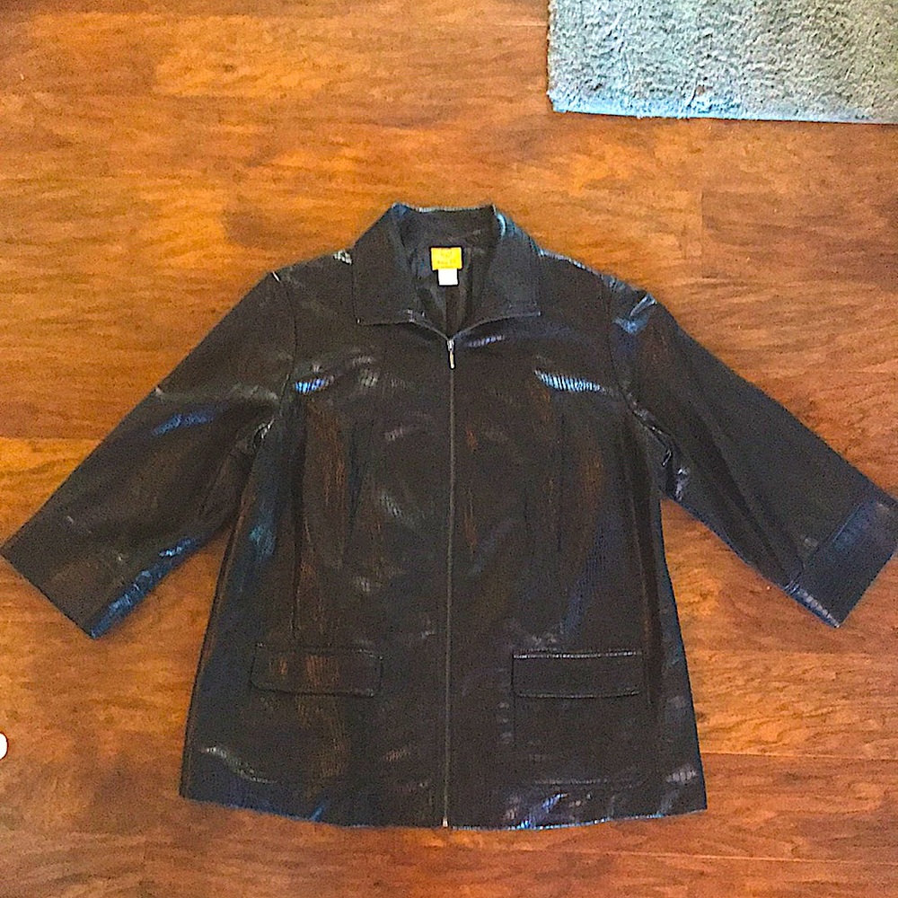 Ruby Red 16W Black faux leather jacket